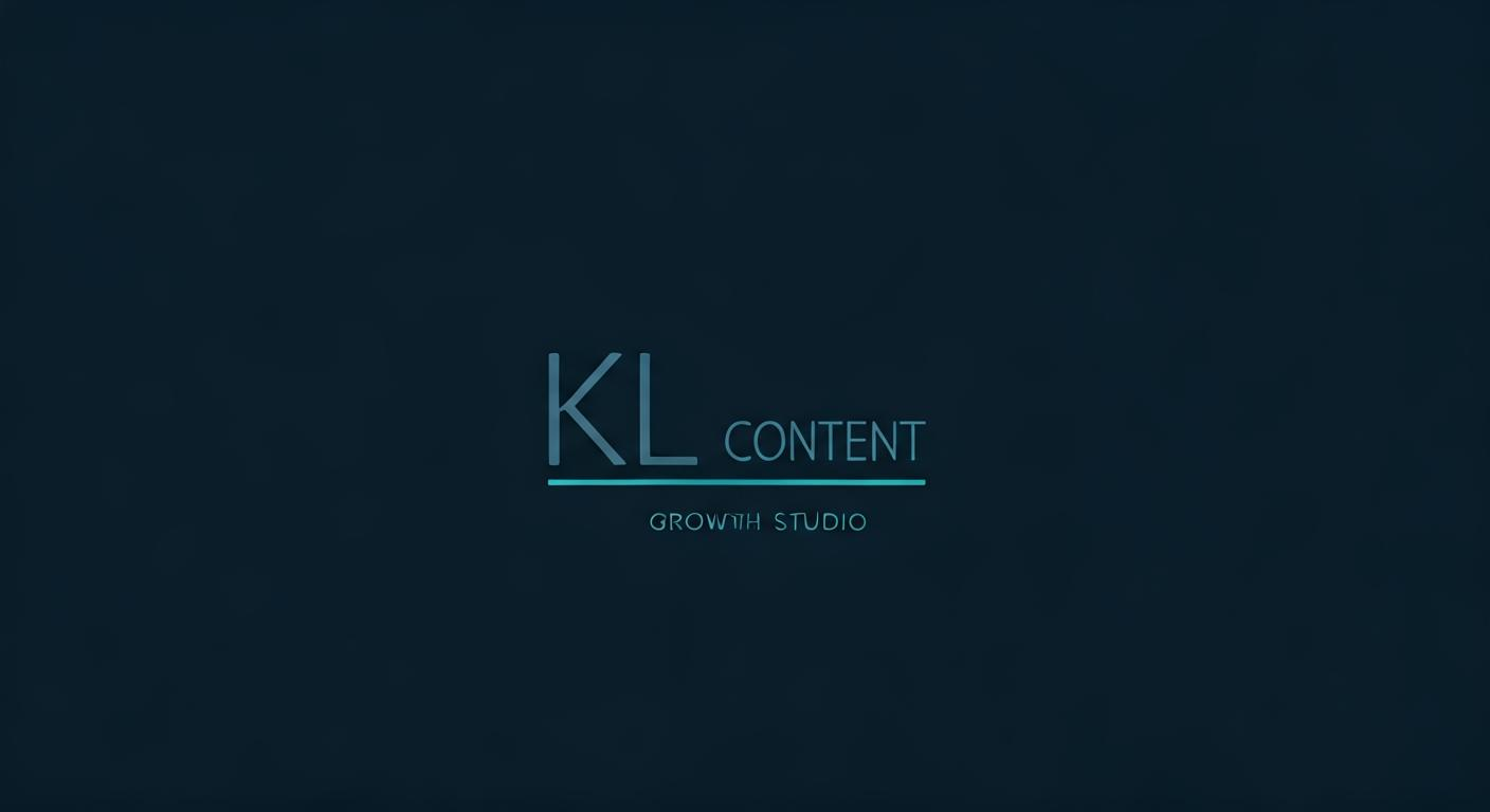 Minimal wordmark logo reading KL Content Growth Studio in clean sans serif typography with a simple teal accent line, designed for clear recognition.